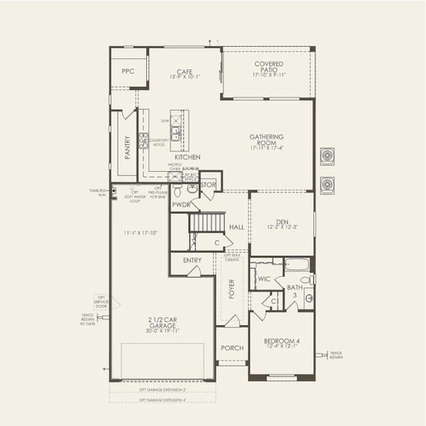 2D floor plan layout for the Casoria by Pulte Homes in Upper Canyon, Phoenix, AZ (Image 3).