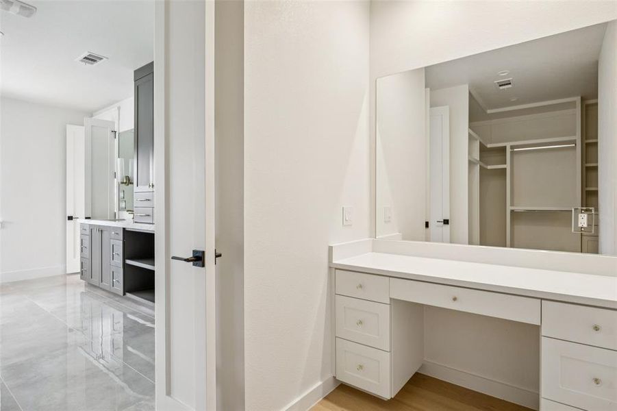 Built-in vanity in closet