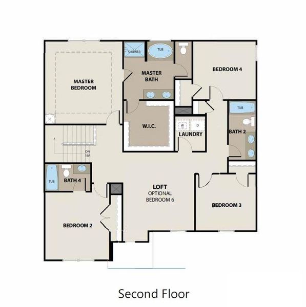 2D floor plan layout of this home in Killian Manor at The Adares, Adairsville, GA (Image 3).