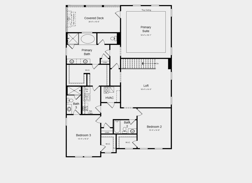 2D floor plan layout for the Champagne by Taylor Morrison in Towson Village, Peachtree City, GA (Image 4).