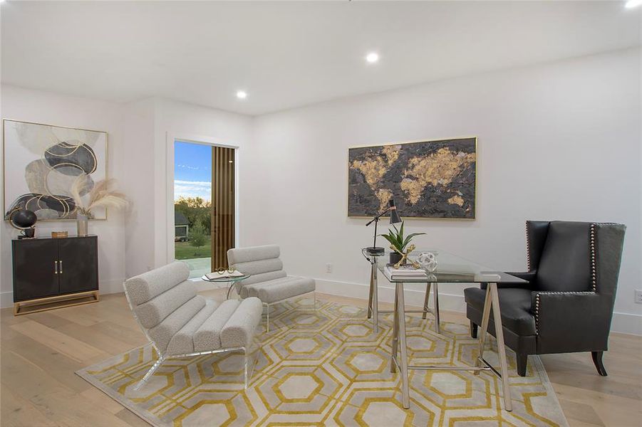 Living area featuring light hardwood / wood-style flooring