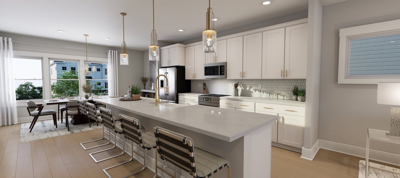 Representative furnished interior of a home built from the Cora End Unit by Baker Residential in Atwater Station - Midtown Collection, Fuquay Varina (Image 7).