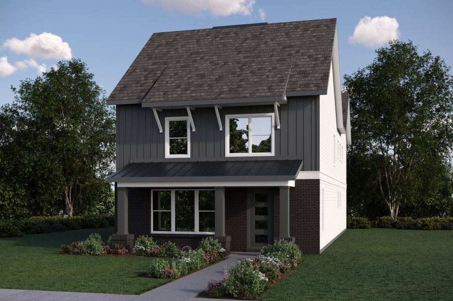 Representative exterior photo of a completed home built from the Bella by Baker Residential in Atwater Station - Village Collection, Fuquay Varina, NC (Image 24). Representative exterior photo of a completed home built from the Bella by Baker Residential in Atwater Station - Village Collection, Fuquay Varina, NC (Image 24).