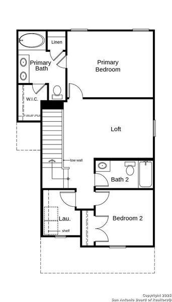 2D floor plan layout of this home in Spanish Trails Villas, San Antonio, TX (Image 3).