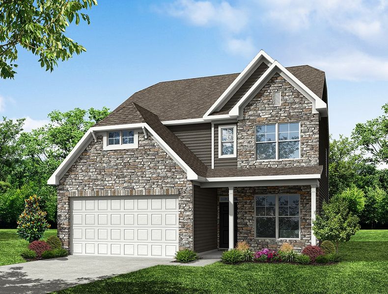 Representative exterior photo of a completed home built from the Oxford by Eastwood Homes in Caldwell Forest, Charlotte, NC (Image 9).