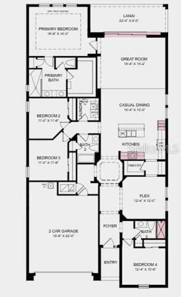 2D floor plan layout of this home in Firethorn, Parrish, FL (Image 2).