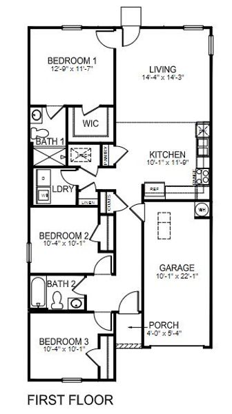 2D floor plan layout of this home in Seneca Falls, Seneca, SC (Image 4).