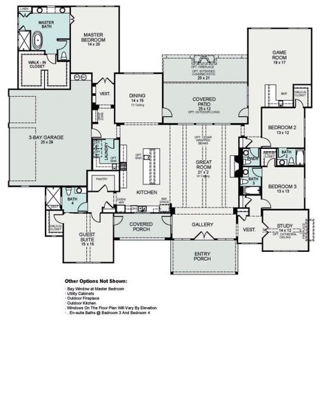 Lakeview Midland Floor Plan Layout, High Meadow Estates, Montgomery | Sitterle Homes