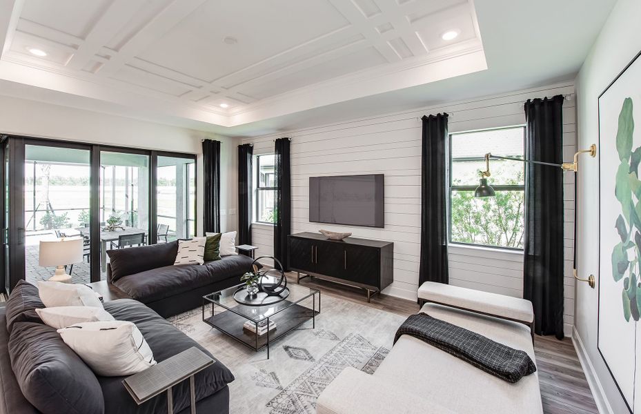 Inviting gathering room with optional tray ceiling Inviting gathering room with optional tray ceiling