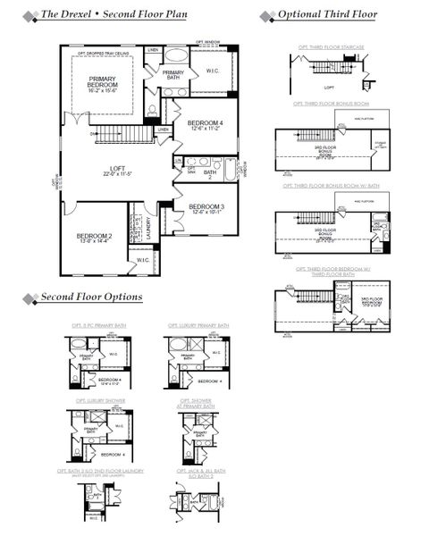 2D floor plan layout for the Drexel by Eastwood Homes in Chasewood, Charlotte, NC (Image 4).