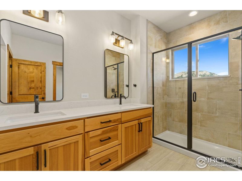 Primary bathroom with glass shower