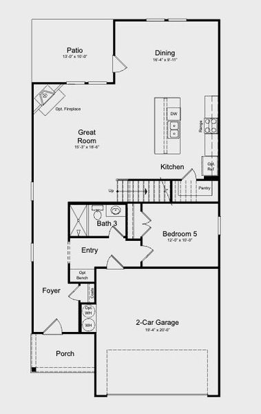 2D floor plan layout for the Edison by Taylor Morrison in Falls Creek, Flowery Branch, GA (Image 3).