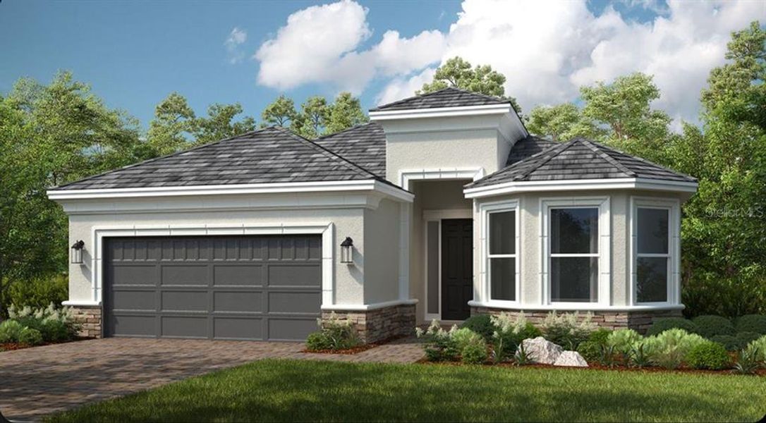 Front exterior of a new home in Esplanade at Wiregrass Ranch, Wesley Chapel, FL, highlighting curb appeal (Image 1). Front exterior of a new home in Esplanade at Wiregrass Ranch, Wesley Chapel, FL, highlighting curb appeal (Image 1).