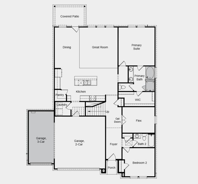 Additional Highlights Include: 3-car garage, slide-in tub at primary bath, and covered outdoor living.