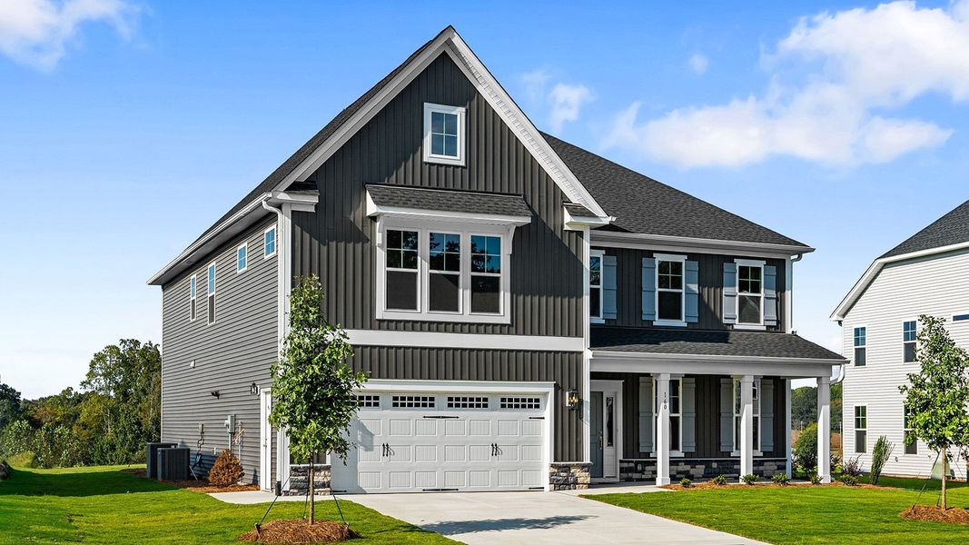 Front exterior of a new home in Fieldstone, Lexington, NC, highlighting curb appeal (Image 26).