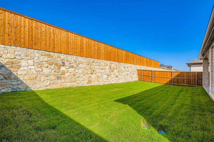 View of fenced backyard