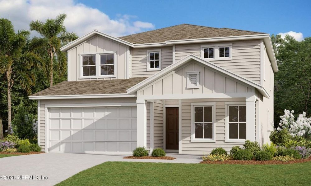 Front exterior of a new home in Wilford Oaks, Orange Park, FL, highlighting curb appeal (Image 1).