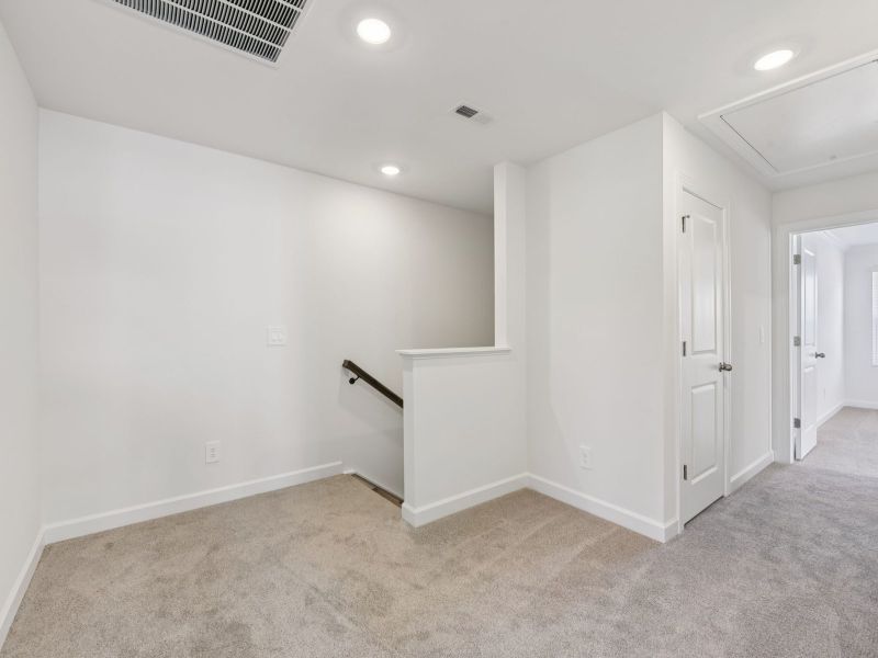 The upstairs loft conveniently leads to each bedroom. The upstairs loft conveniently leads to each bedroom.