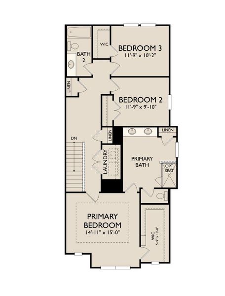 2D floor plan layout for the Paseo by Ashton Woods in Promenade at Clari Park, Murfreesboro, TN (Image 4).