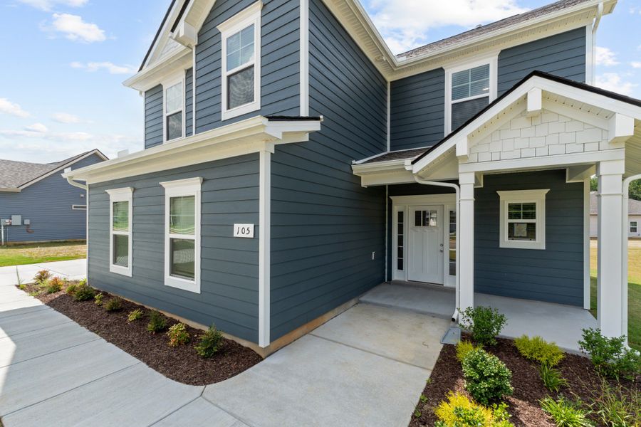 Front exterior of a new home in Stillwater, Tullahoma, TN, highlighting curb appeal (Image 2). Front exterior of a new home in Stillwater, Tullahoma, TN, highlighting curb appeal (Image 2).