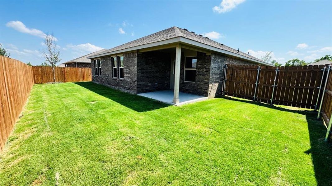Covered back patio & fenced backyard Covered back patio & fenced backyard