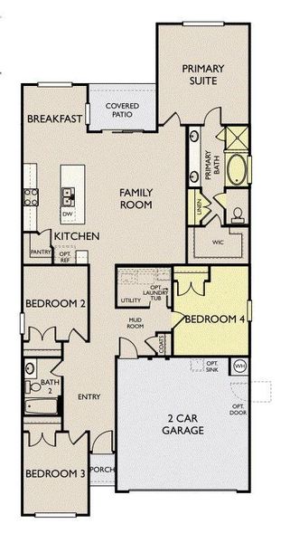 2D floor plan layout of this home in Covered Bridge, Hutto, TX (Image 2). 2D floor plan layout of this home in Covered Bridge, Hutto, TX (Image 2).