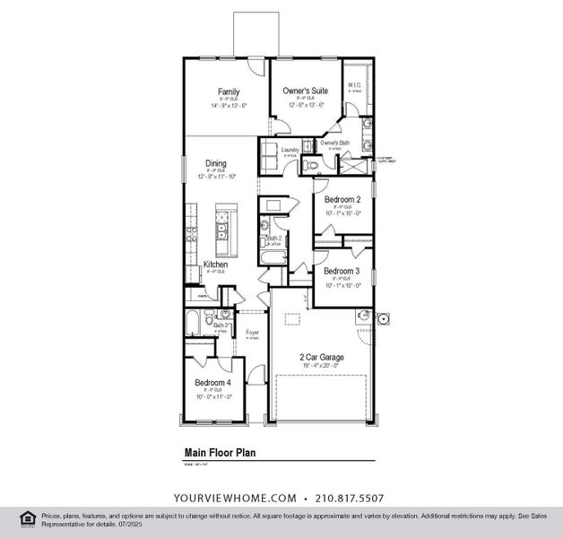 2D floor plan layout for the Garden View by View Homes in Weston Oaks, San Antonio, TX (Image 4).