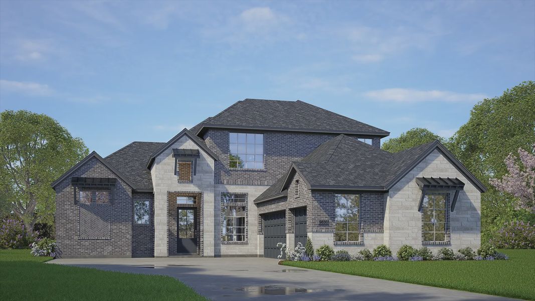 Representative exterior photo of a completed home built from the Stonehaven by Chesmar Homes in Riceland 60',65',70', Mont Belvieu, TX (Image 2). Representative exterior photo of a completed home built from the Stonehaven by Chesmar Homes in Riceland 60',65',70', Mont Belvieu, TX (Image 2).