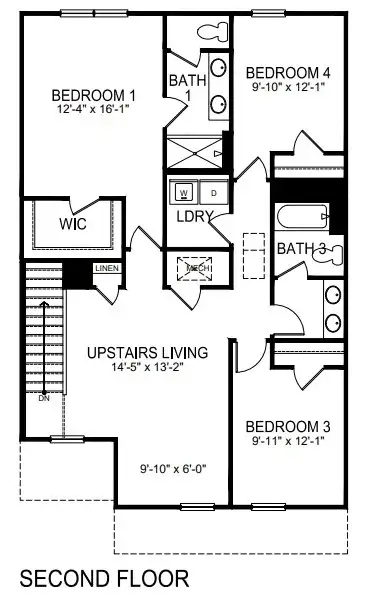 2D floor plan layout for the Walden by D.R. Horton in The Villages of Maiden, Maiden, NC (Image 4).