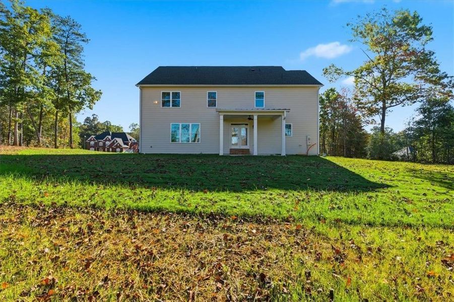 Exterior details and patio area of a home in The Estates at Hurricane Pointe, Douglasville (Image 27).