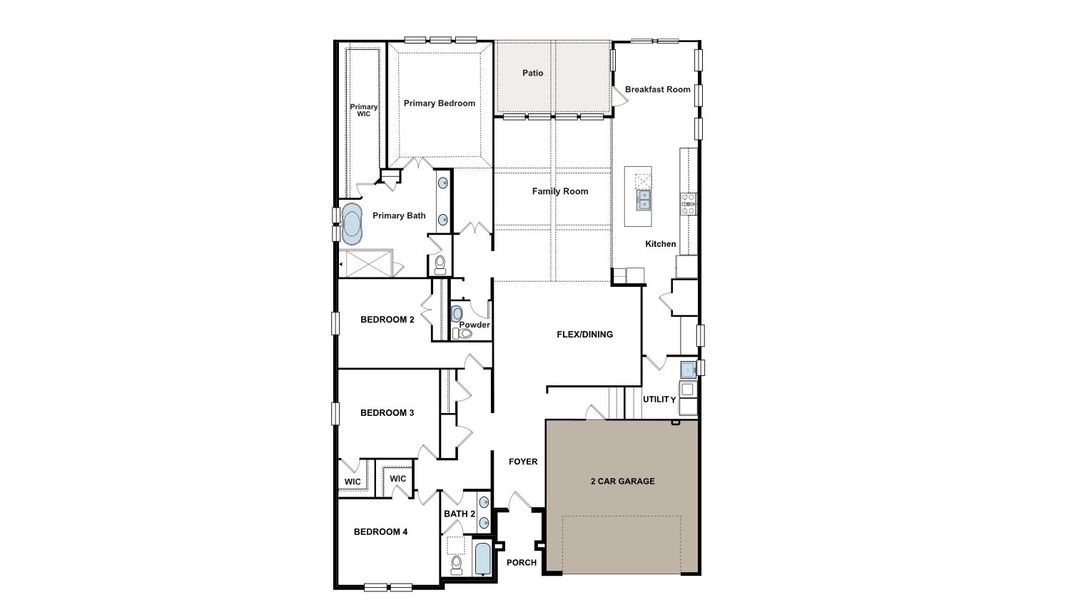 2D floor plan layout for the Lincoln by GFO Home in Walsh Ranch, Aledo, TX (Image 3).