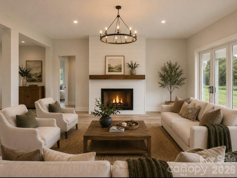 *representative photo- living room w/ standard ceiling