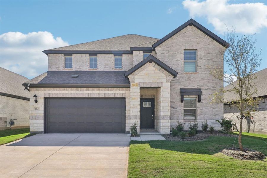 Front exterior of a new home in Southridge - Signature Series, Princeton, TX, highlighting curb appeal (Image 20). Front exterior of a new home in Southridge - Signature Series, Princeton, TX, highlighting curb appeal (Image 20).