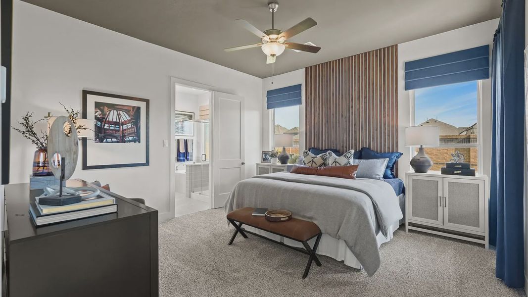Representative furnished interior of a home built from the Medina by Chesmar Homes in Elyson 50's, Katy (Image 17).