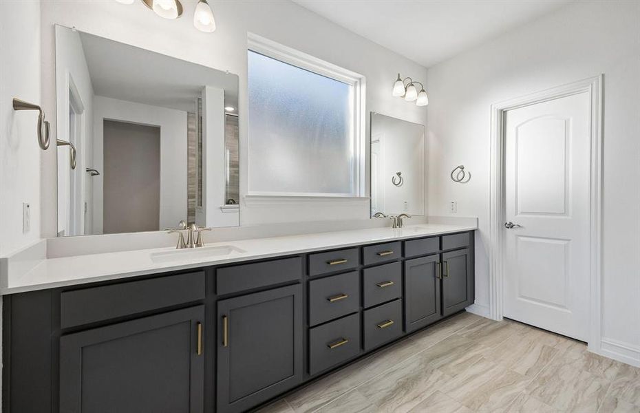 Double vanity in owner's bath Double vanity in owner's bath