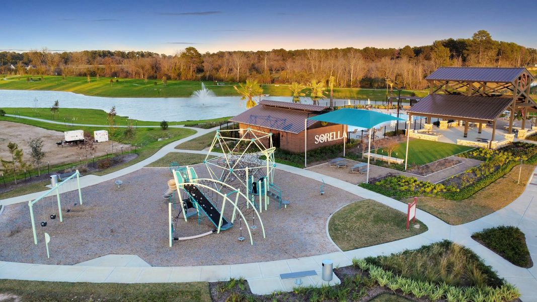 Children will love unleashing their energy at the multiple, thoughtfully designed playgrounds, which include covered seating areas for parents to relax while the kids play.
