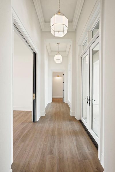 Detailed ceiling of the hallway