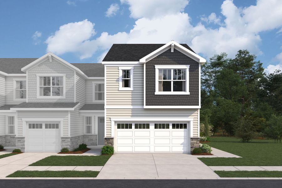 Representative exterior photo of a completed home built from the Emery II by Mattamy Homes in Ashmore Townes, Raleigh, NC (Image 11). Representative exterior photo of a completed home built from the Emery II by Mattamy Homes in Ashmore Townes, Raleigh, NC (Image 11).