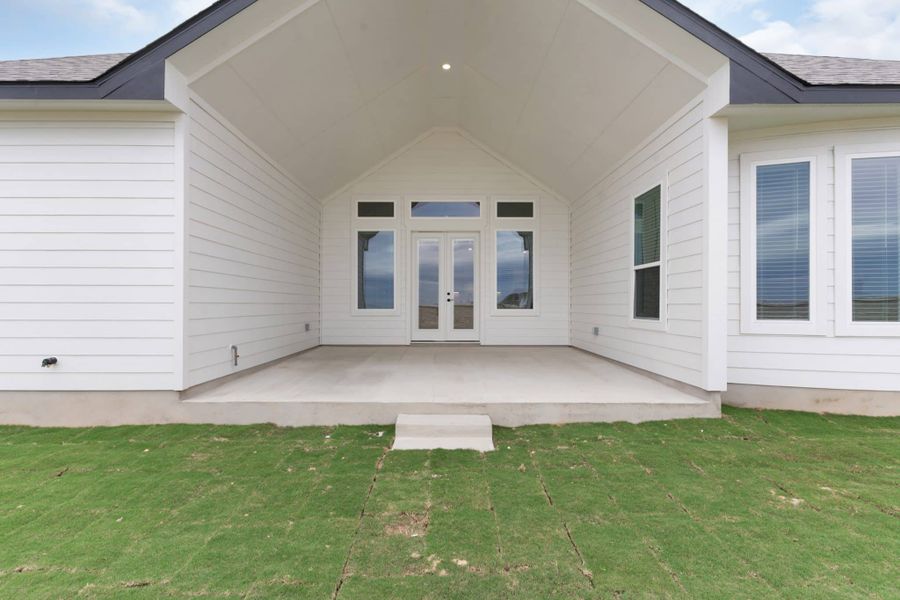 Exterior details and patio area of a home in The Grove at Blackhawk, Pflugerville (Image 3).