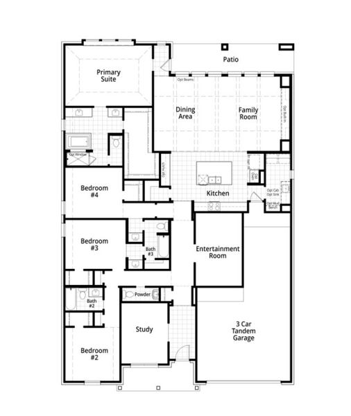 2D floor plan layout for the Birchwood by Highland Homes in COLTON, Montgomery, TX (Image 8).