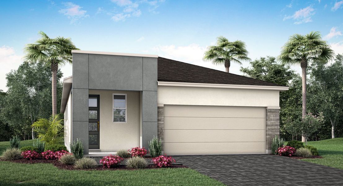 Representative exterior photo of a completed home built from the Greenway by Mattamy Homes in Pasadena Ridge, Zephyrhills, FL (Image 15). Representative exterior photo of a completed home built from the Greenway by Mattamy Homes in Pasadena Ridge, Zephyrhills, FL (Image 15).