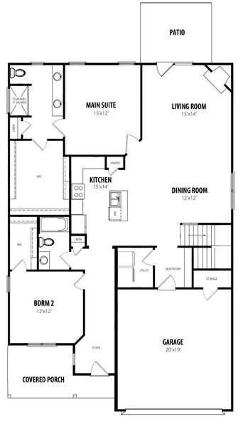 2D floor plan layout for the Plan by RiverWILD Homes in Riverwood Ranch, Clayton, NC (Image 1). 2D floor plan layout for the Plan by RiverWILD Homes in Riverwood Ranch, Clayton, NC (Image 1).