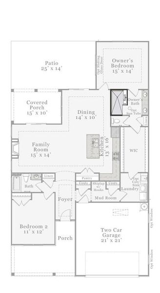 Optional - L Shaped Owner's Shower