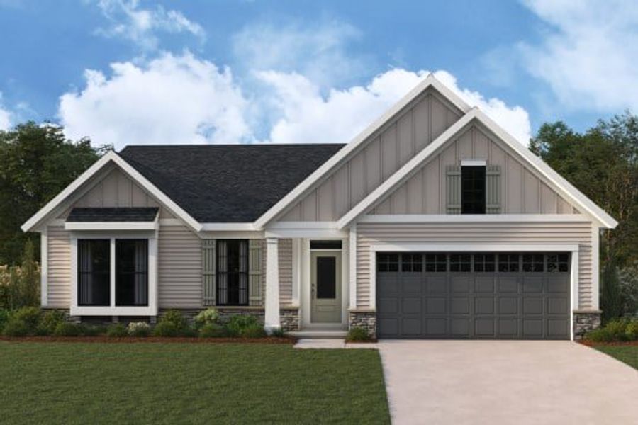 Representative exterior photo of a completed home built from the Calvin by Fischer Homes in Pickens Bluff, Hiram, GA (Image 10).