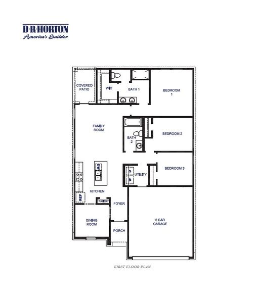 2D floor plan layout for the Abbot by D.R. Horton in Lake Conroe Cove, Willis, TX (Image 3). 2D floor plan layout for the Abbot by D.R. Horton in Lake Conroe Cove, Willis, TX (Image 3).