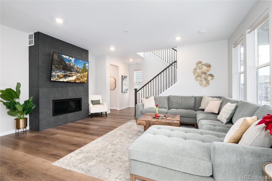 Beautiful living room with timeless design for longevity in mind.