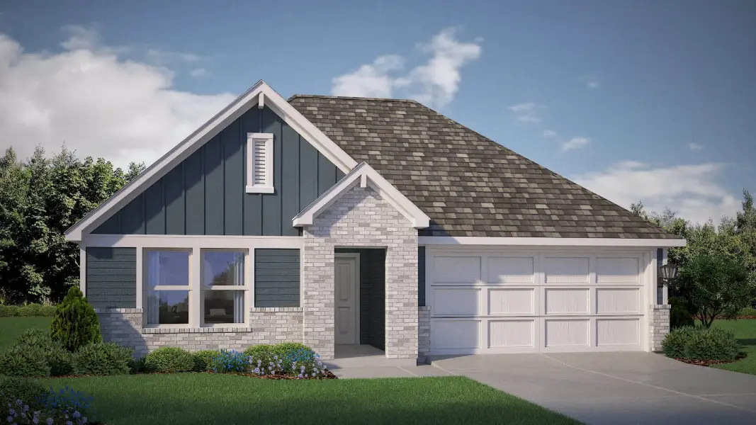 Representative exterior photo of a completed home built from the Texas Cali by D.R. Horton in Hadley Farms, Godley, TX (Image 22).