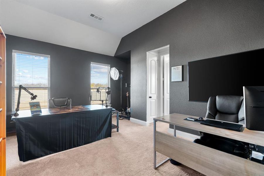 Multi generational living space currently being used as a podcast recording studio.