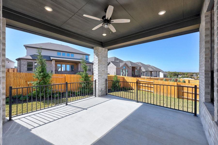 Exterior details and patio area of a home in Palmera Ridge: 80ft. lots, Leander (Image 4).