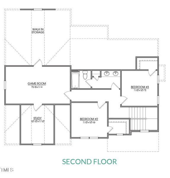 Rose - 2nd Floor Plan - Side Load Garag